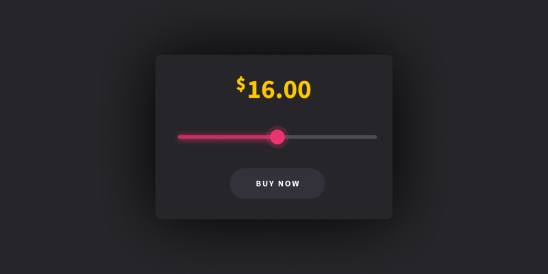 A pink slider with the price displayed above in golden numbers