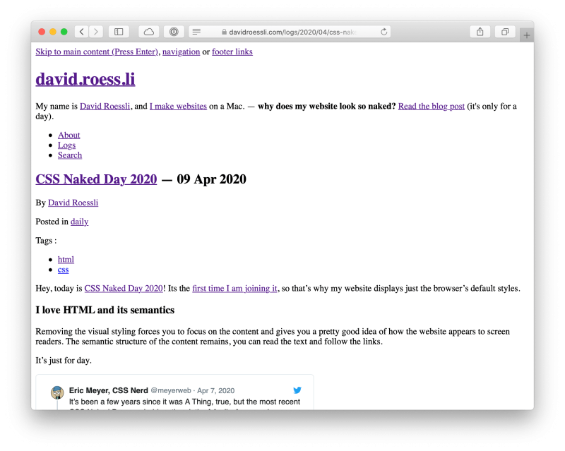 Screenshot of this page without styles