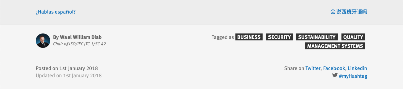 Screenshot the the meta section that lies under the header