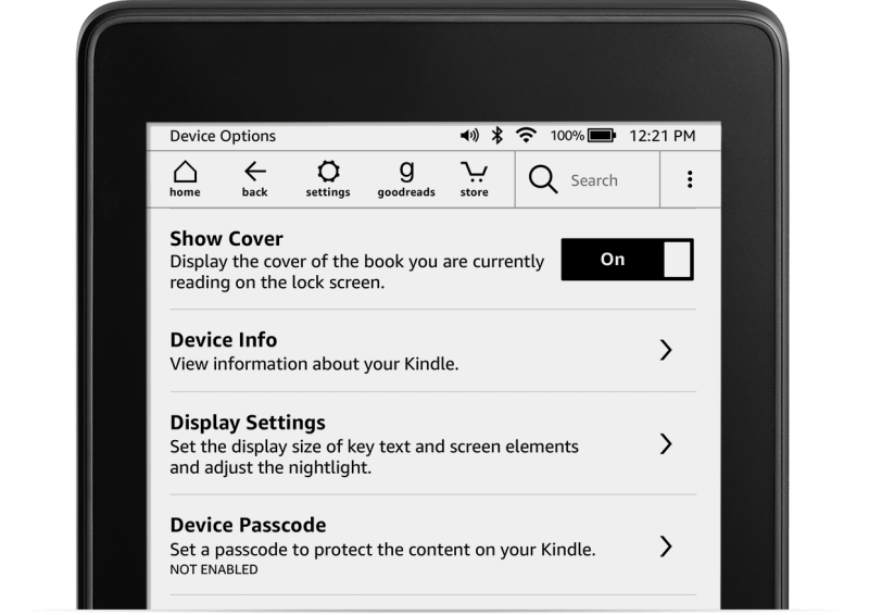 Device options panel