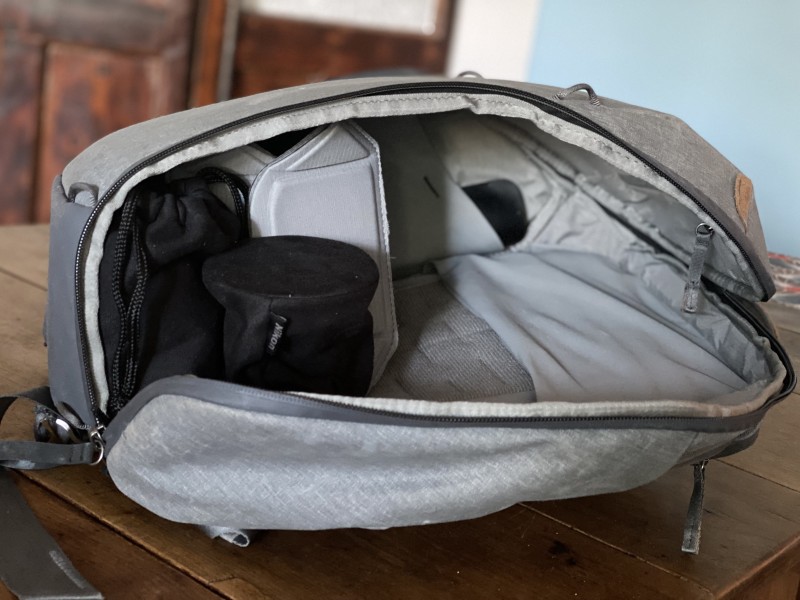 Right side pocket with 2 prime lenses