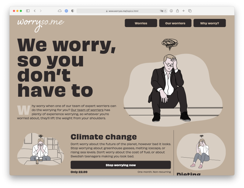 Worryso.me topics page